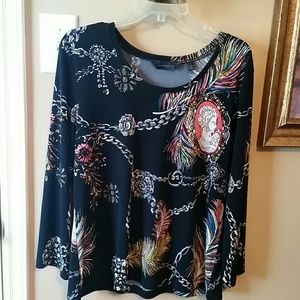 Black Multi-colored Top